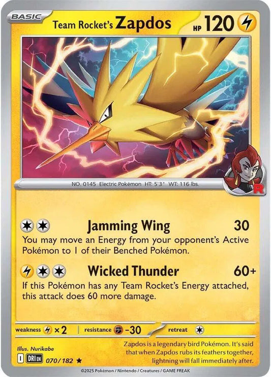 Team Rocket's Zapdos - Rare - 070/182