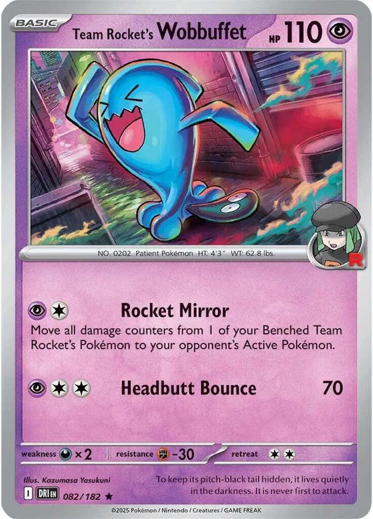 Team Rocket's Wobbuffet - Reverse Holofoil - 082/182