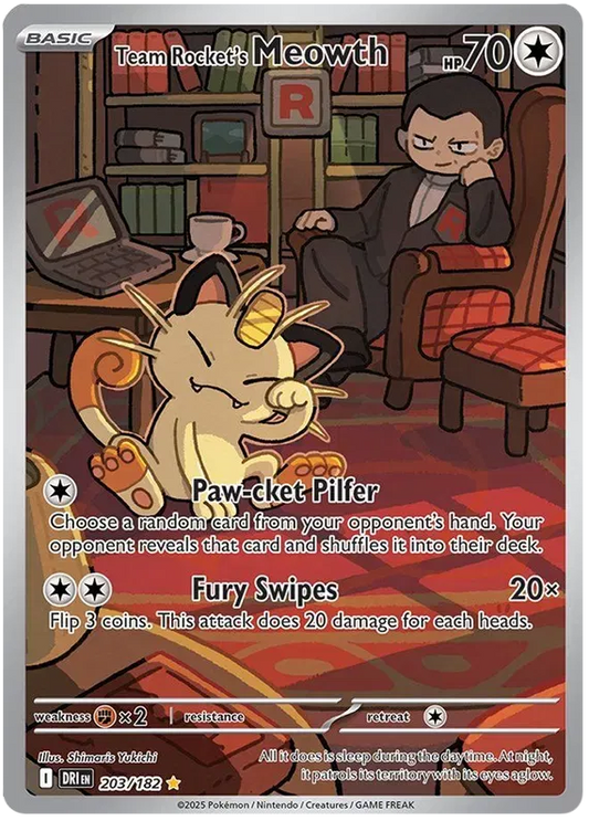 Team Rocket's Meowth - Illustration Rare - 203/182