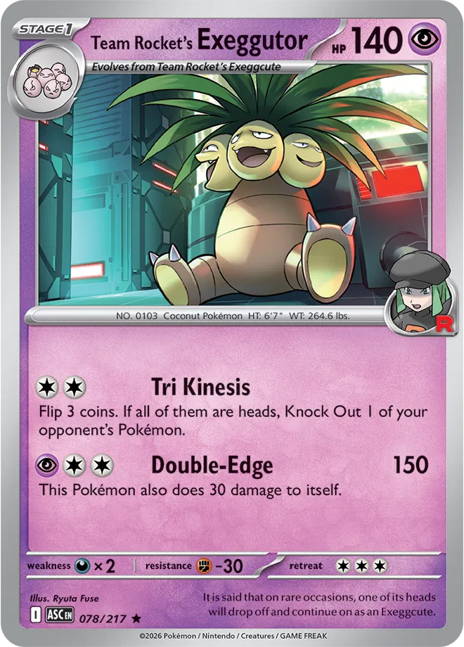 Team Rocket's  exeggutor - Rare - 078/217