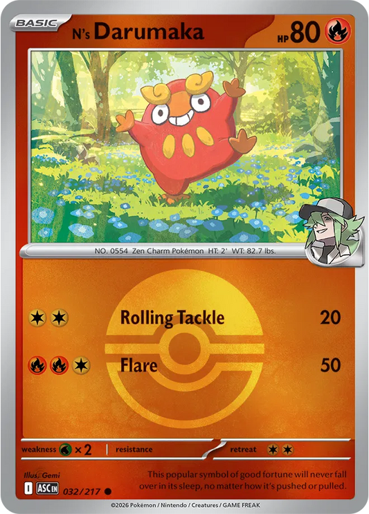 N's Darumaka (Poke Ball) - Reverse Holofoil - 032/217