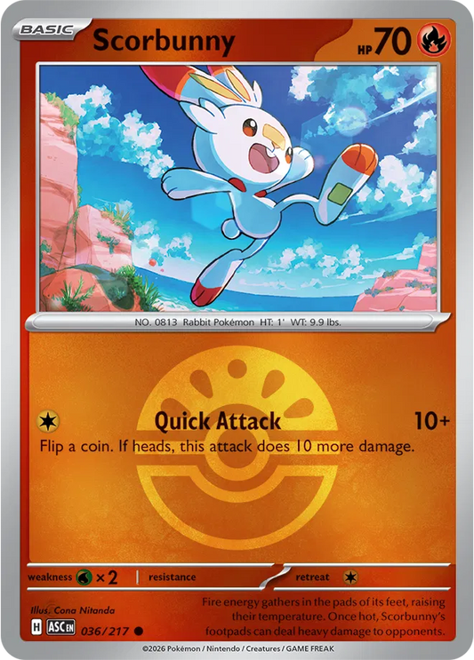 Scorbunny (Friend Ball) - Reverse Holofoil - 036/217