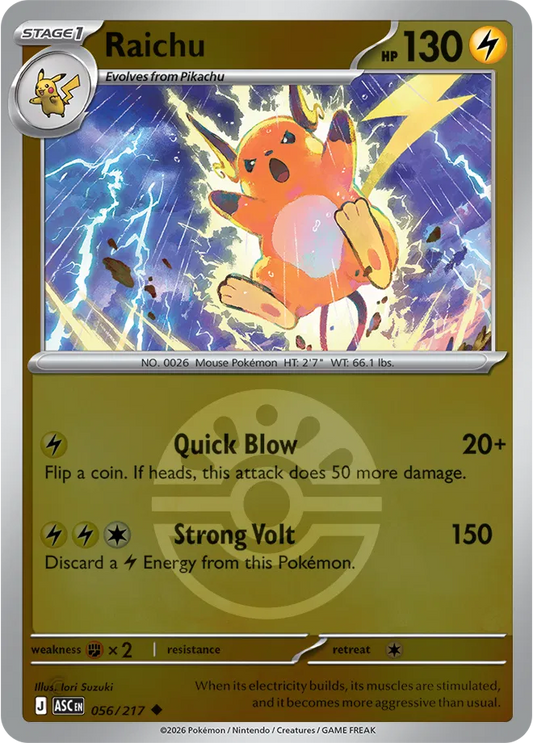 Raichu (Friend Ball) - Reverse Holofoil - 056/217