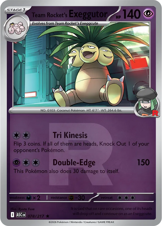 Team Rocket's exeggutor (Team Rocket) - Reverse Holofoil - 078/217