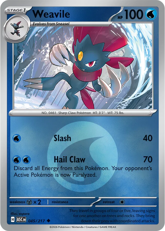 Weavile (Energy Symbol Pattern) - Reverse Holofoil - 045/217