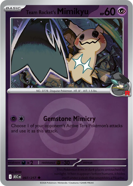Team Rocket's Mimikyu (Energy Symbol Pattern) - Reverse Holofoil - 097/217