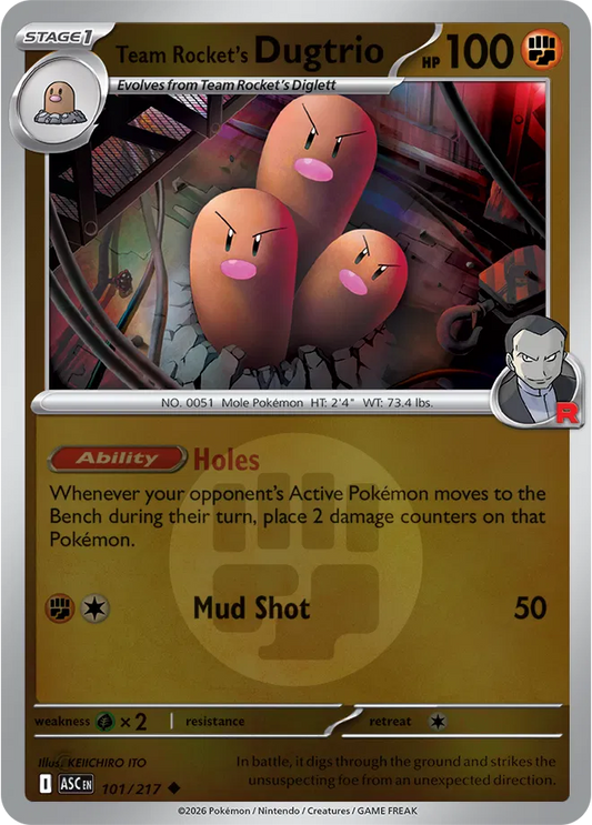 Team Rocket's Dugtrio (Energy Symbol Pattern) - Reverse Holofoil - 101/217