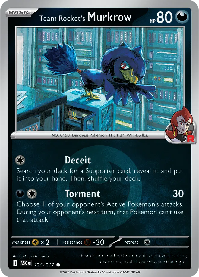 Team Rocket's Murkrow (Energy Symbol Pattern) - Reverse Holofoil - 126/217